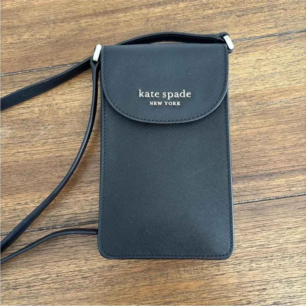 Kate Spade Black Cameron north south flap phone crossbody Bag - Picture 3 of 10